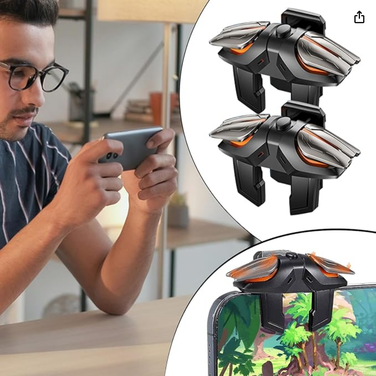 Gatillos de juego para teléfono, accesorio de controlador de juego móvil de 2 piezas