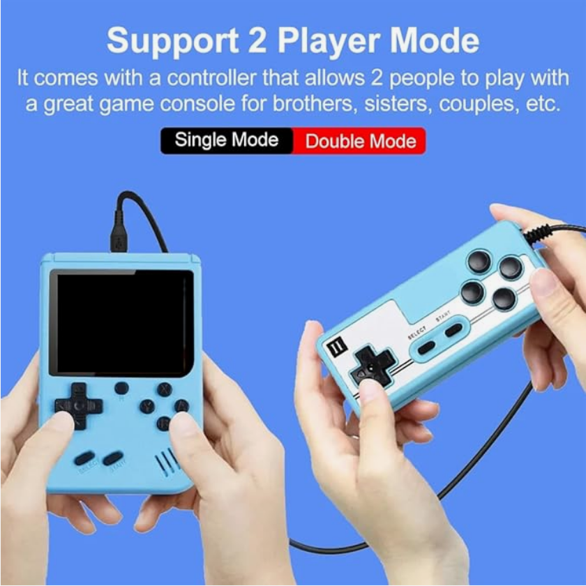 CConsola de juegos portátil, pantalla LCD de 3", soporta dos jugadores, con 500 juegos clásicos